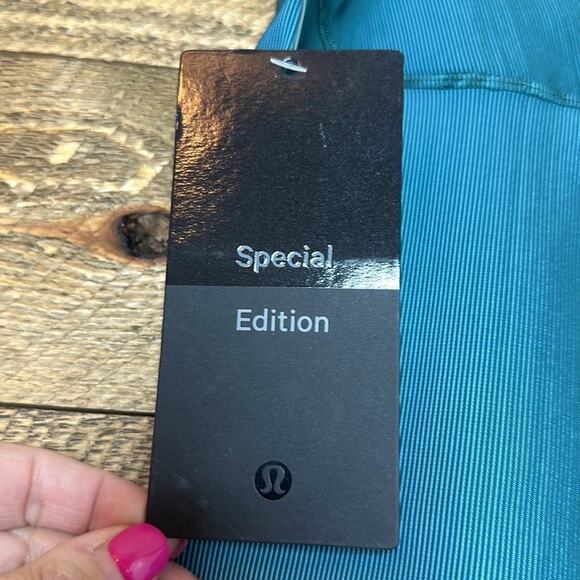 Lululemon Base Pace HR Tight 25" Two-Tone Ribbed Green Jasper/ Blue chill 14 NWT - Picture 7 of 10